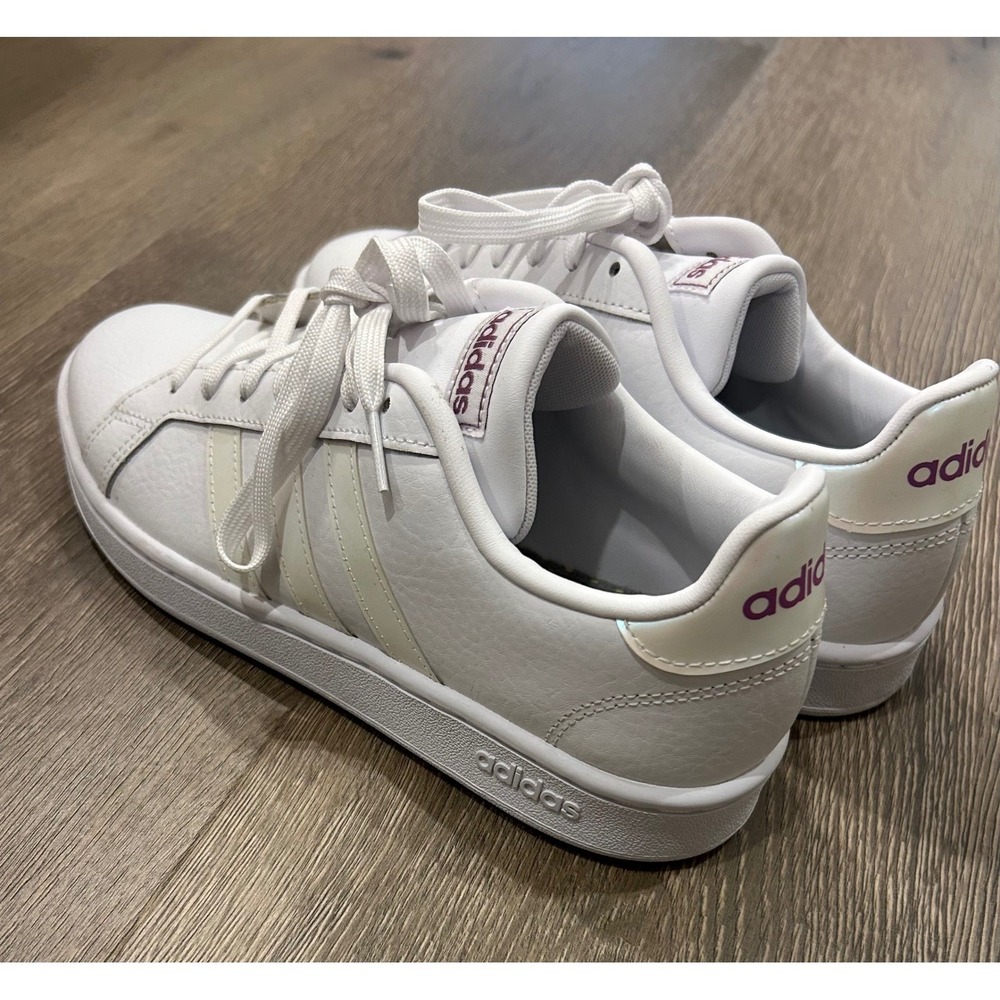 Adidas Grand Court White Iridescent Maroon Sneakers FZ4261 Womens 8.5 - Picture 5 of 9